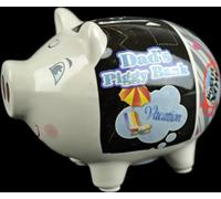 Dads Piggy Bank Ceramic Funny Novelty Piggy Banks - For Coins & Notes, Savings, Secure Funds Cash Box | Cute Home & Office Decoration | Fun Gift For Family & Friends