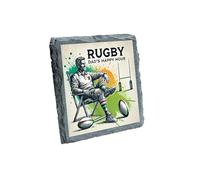 Dad's Rugby Forever Yours Slate Coaster with Artwork Design Featuring Rugby Player and Vintage Style Illustration (slco-kf25-4299b)