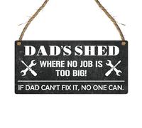 Dad's Shed - No Job Too Big! - Humorous Wooden Plaque for Father's Day & Birthdays Size Options Perfect Man cave or Shed Sign Or Next To Dads Tools Drill Hammer (Large: 29 cm (H) × 13.5 cm (W))