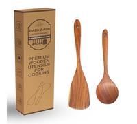 DADU BADU 2 Piece Teak Wood Utensil Set - Handmade Spatula and Serving Spoon for Nonstick Cookware - Heat-Resistant & Non-Toxic Wooden Cooking Utensils - Essential Kitchen Gift Set