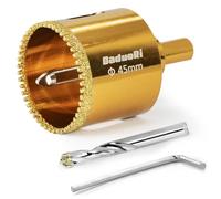 DaduoRi 45mm Serrated Diamond Hole Saw with 2 PCS Removable Pilot Bits, Tile Hole Cutter 45mm, Easy-Align for Precise Drilling in Porcelain, Ceramic Tile, Granite, and Marble