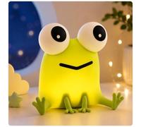 DADYLOBO Frog Night Light for Kids, Rechargeable Silicone Bedside Lamp, 3 Brightness Levels, Touch Control, 30-Minute Timer, Dimmable Green Squishy Nightlight, Cute Frog Gift for Girls & Boys