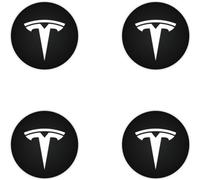 DADYM 4pcs Emblem Badge Sticker for Tesla Model Y Model 3,56mm Car Wheel Hub Centre Caps Cover Sticker 3D Car Logo Protective Sticker Wheel Trims,White
