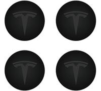 DADYM 4pcs Emblem Badge Sticker for Tesla Model Y Model 3,56mm Car Wheel Hub Centre Caps Cover Sticker 3D Car Logo Protective Sticker Wheel Trims,Black