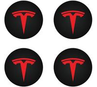 DADYM 4pcs Emblem Badge Sticker for Tesla Model Y Model 3,56mm Car Wheel Hub Centre Caps Cover Sticker 3D Car Logo Protective Sticker Wheel Trims,Red