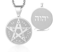DAEFAG Tetragrammaton Pentagram Necklace for Men Women Pentacle Pendant Hebrew God Name Symbol Protection Amulet Wicca Pagan Jewelry Gift, Box Chain-S