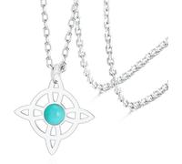 DAEFAG Witch Knot Necklace Turquoise Stainless Steel Celtic Knot Pendant Witchcraft Magic Wiccan Pagan Jewelry Irish Charm for Women, Silver Celtic Knot Necklace