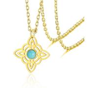 DAEFAG Witch Knot Necklace Turquoise Stainless Steel Celtic Knot Pendant Witchcraft Magic Wiccan Pagan Jewelry Irish Charm for Women, Gold Necklace