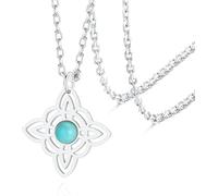 DAEFAG Witch Knot Necklace Turquoise Stainless Steel Celtic Knot Pendant Witchcraft Magic Wiccan Pagan Jewelry Irish Charm for Women, Silver Necklace