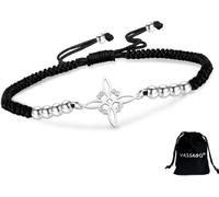 DAEFAG Witches Knot Bracelet for Women Men Stainless Steel Celtic Knot Magic Wiccan String Jewelry with Adjustable Sliding Colored Beads, Witch Knot-B/S