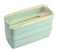 Daelesr Bento Box 900 ml with 3 Compartments - Leak-proof Lunch Box for Adults and Children - Lunch Box with Cutlery for School, Office & Meal Prep - Microwave Safe & Dishwasher Safe (Green)