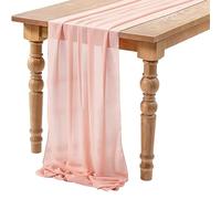 Daelesr Chiffon Table Runner Pink, 27x120 Inches Long, Romantic Sheer Wedding Tulle for Dressing Table, Party Decorations, Bridal & Baby Shower (D)