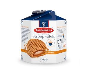 Daelmans Stroopwafels - Caramel Stroopwaffles - 230 gram per Hexa Box - Authentic Dutch Caramel Waffle - Stroopwaffels