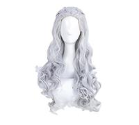 Daenerys Targaryen Cosplay Wigs Long Wavy Silver Grey Heat Resistant Synthetic Hair Wig + Wig Cap
