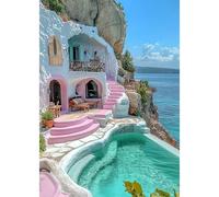 DAERLE 5D Diamond Painting Kit Beautiful Landscape, Full Drill Round Drill DIY Diamond Art for Adults, Relaxing Home Wall Decor, Creative Gift Idea 30x40cm, Stunning Cliffside Sea View