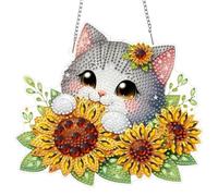 DAERLE Adorable Kitten Diamond Painting Ornaments for Adults with Chain, 5D Special Shaped Diamond Art Hanging Kits for Beginners Kids, Diamond Crystal Gem Arts Crafts Kit Gift for Home Wall Decor
