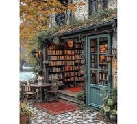 DAERLE Cozy Bookstore Paint by Numbers for Adults, Paint by Numbers Canvas Kits for Beginners, Beautiful Bookshop, DIY Acrylic Pigment Drawing Paintwork for Home Wall Decor 16x20 Inch, Frameless