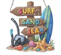 DAERLE Diamond Art Hanging Kits for Adults, Surf Sand Sea, Diamond Art Summer Beach, 5D Special Shape Diamond Painting Pendant Window Ornament Gifts for Home Wall Garden Decor