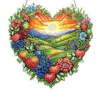 DAERLE Diamond Art Hanging Ornaments for Adults, Heart-Shaped Landscape, Diamond Painting Kits Colorful Fantasy Landscape, Special Shaped Crystal Gem Art Pendent Kits for Home Window Door Wall Decor