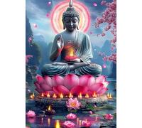 DAERLE Diamond Painting Buddha, Diamond Art Kits Adults, Buddha Lotus, 5D Diamond Painting Kits for Adults, Gem Art Kits and Crafts for Home Decor 30x40cm