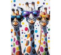 DAERLE Diamond Painting Cute Giraffes, Diamond Art Kits for Adults, Gray, Colorful Polka, 5d Diamond Painting Kits for Adults, Gem Art Kits and Crafts for Home Decor 12x16inch/30x40cm