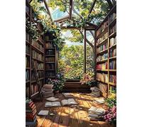 DAERLE Diamond Painting Enchanting Cozy Bookshop, Diamond Art Kits Adults, Landscape, 5D Diamond Painting Kits for Adults, Gem Art Kits and Crafts for Home Decor 30x40cm