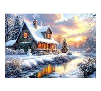 DAERLE Diamond Painting Kits for Adults, Snowy Christmas, 5D Diamond Art Kits Beautiful Winter House, Full Drill Diamond Painting, Gem Arts and Crafts for Beginner Home Wall Decor 40x30 cm
