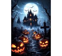 DAERLE Diamond Painting Woods Haunted House, Diamond Art Kits Adults, Happy Halloween, 5D Diamond Painting Kits for Adults, Gem Art Kits and Crafts for Home Decor 30x40cm