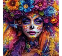 DAERLE Paint by Numbers for Adults, Beautiful Woman with Sugar Skull Makeup, Painting by Number Kits On Canvas, Oil Painting Acrylic Paints, Home Wall Decor 16x16inch/40x40cm, Without Frame, Halloween