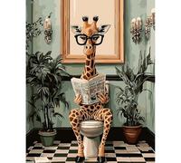 DAERLE Paint by Numbers for Adults Cute Giraffe, Paint by Numbers Kits Giraffe Reading Newspaper, Paint by Numbers on Canvas Kits, Painting by Numbers for Adults Gifts Home Wall Decor 12x16inch