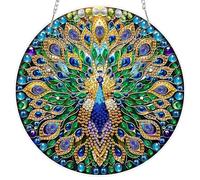 DAERLE Peacock Diamond Art Hanging Ornaments for Adults, Glowing Peacock, Diamond Painting Kits, Special Shaped Crystal Gem Art Pendent Kits for Home Window Door Wall Decor