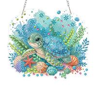 DAERLE Under The Sea Turtle Diamond Art Hanging Ornaments for Adults, Watercolor Sea Turtle, Diamond Painting Kits, Special Shaped Crystal Gem Art Pendent Kits for Home Window Door Wall Decor