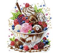 DAERLE Yummy Ice Creams Diamond Art Hanging Ornaments for Adults, Ice Cream Cone with Fruit, Diamond Painting Kits, Special Shaped Crystal Gem Art Pendent Kits for Home Window Door Wall Decor