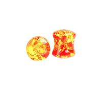 Daesar 2PCS Gauge Tunnels, 1/2 inch Ear Gauge 12mm Amber Stone Ear Tunnels Resin Yellow Red