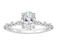 Daesar 925 Sterling Silver Anniversary Rings for Women, Engagement Ring Elegant Half Eternity 4 Claw Oval Cubic Zirconia 3ct Wedding Band Ring for Women Silver Size K 1/2