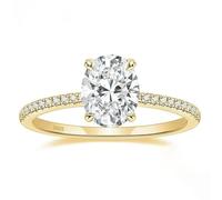 Daesar 925 Sterling Silver Anniversary Rings for Women, Promise Ring Half Eternity 4 Claw Oval Cubic Zirconia 3ct Wedding Bands Rings for Women Gold Size T 1/2