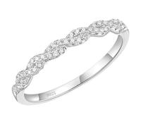 Daesar 925 Sterling Silver Engagement Rings for Women, Anniversary Ring 1.7MM Wide Twisted Design with Round Cubic Zirconia Wedding Bands Rings for Women Silver Size H 1/2