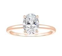 Daesar 925 Sterling Silver Promise Rings for Women, Anniversary Ring Solitaire 4 Claw Oval Cubic Zirconia 3ct Wedding Band Ring for Women Rose Gold Size S 1/2