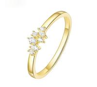 Daesar 925 Sterling Silver Wedding Rings for Women, Promise Ring Simple Seven Cubic Zirconia Wedding Bands Rings for Women Gold Size Z
