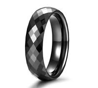 Daesar Ceramic Anniversary Rings for Women Men, Promise Ring 6MM Wide Polished Rhombus Design Wedding Bands Rings for Men Women Black Size M 1/2