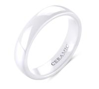 Daesar Ceramic Engagement Rings for Women Men, Promise Ring 6MM Wide Polished Plain Wedding Band Ring for Men Women White Size O 1/2