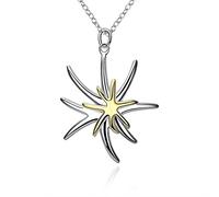 Daesar Silver Plated Necklace for Women High Polished Starfish Necklace 2 Tone Pendant Necklace Silver