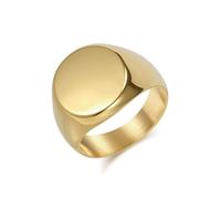 Daesar Stainless Steel Anniversary Rings for Men, Promise Ring 17MM Wide Simple Polished Round Signet Design Wedding Bands Rings for Men Gold Size V 1/2