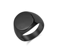 Daesar Stainless Steel Anniversary Rings for Men, Promise Ring 17MM Wide Simple Polished Round Signet Design Wedding Bands Rings for Men Black Size N 1/2