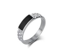 Daesar Stainless Steel Anniversary Rings for Women Men, Engagement Ring Rectangular with Groove Design Wedding Band Ring for Men Women Silver Size V 1/2