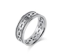 Daesar Stainless Steel Engagement Rings for Women Men, Anniversary Ring 8MM Wide Hollow Woven Rope Chain Design Wedding Bands Rings for Men Women Silver Size Z