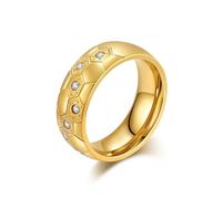 Daesar Stainless Steel Promise Engagement Rings for Women Men, Anniversary Ring 8MM Wide Football World Cup Design with Cubic Zirconia Wedding Band Ring for Men Women