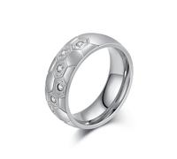 Daesar Stainless Steel Promise Engagement Rings for Women Men, Anniversary Ring 8MM Wide Football World Cup Design with Cubic Zirconia Wedding Band Ring for Men Women