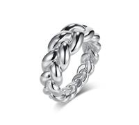 Daesar Stainless Steel Promise Engagement Rings for Women Men, Anniversary Ring Twisted Chain Design Wedding Bands Rings for Men Women Silver Size V 1/2