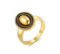 Daesar Stainless Steel Promise Rings for Women, Engagement Ring 18MM Wide Vintage Oval Twisted Design Wedding Bands Rings for Women Gold Size L 1/2
